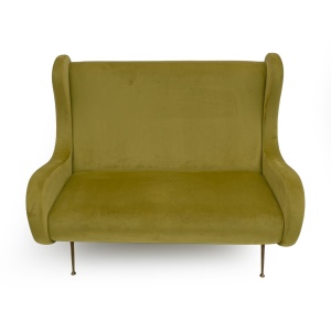Marco Zanuso Attributed Mid-Century Modern Velvet Sofa Senior, Italy, 1950s