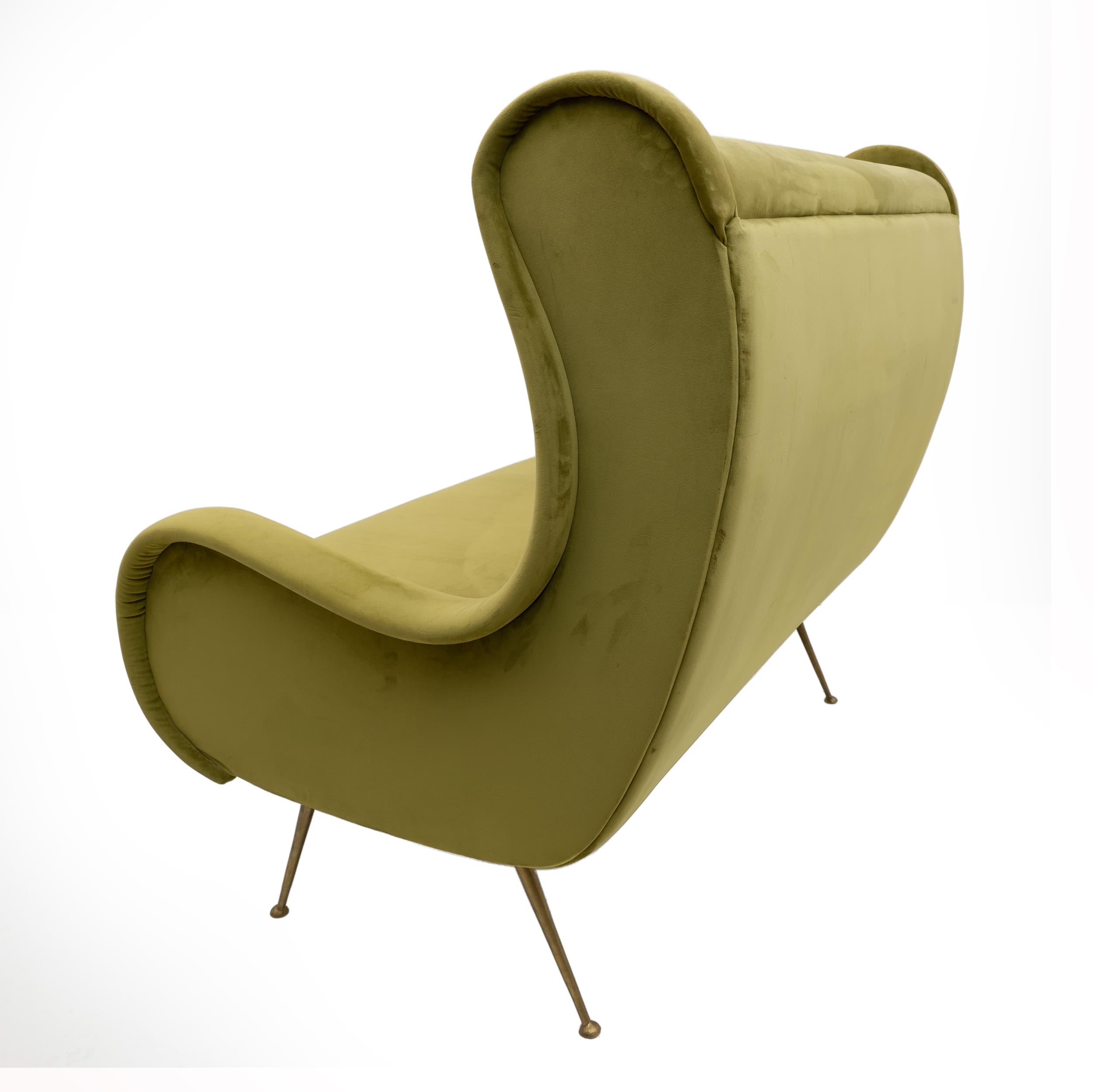 Marco Zanuso Attributed Mid-Century Modern Velvet Sofa Senior, Italy, 1950s