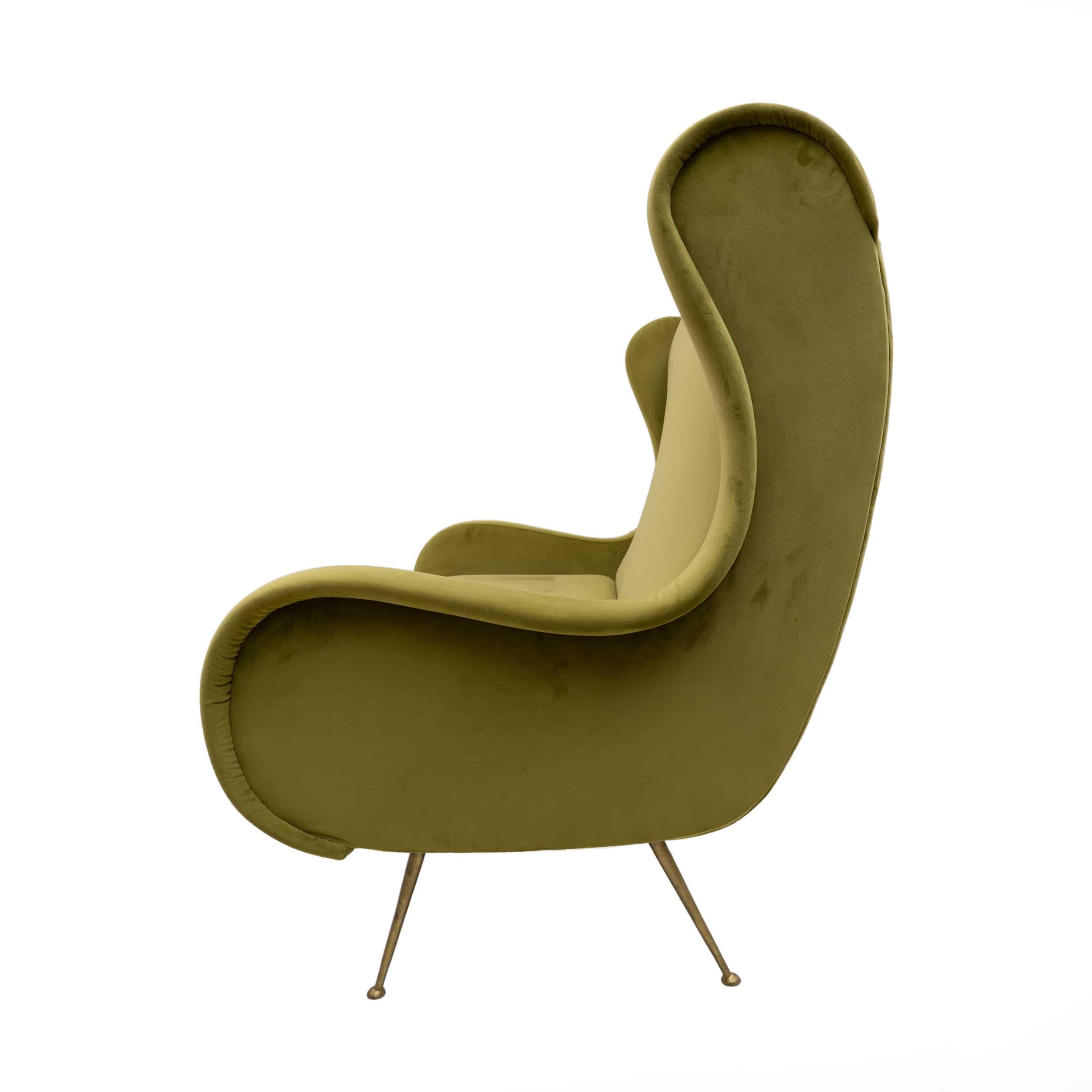 Marco Zanuso Attributed Mid-Century Modern Velvet Sofa Senior, Italy, 1950s