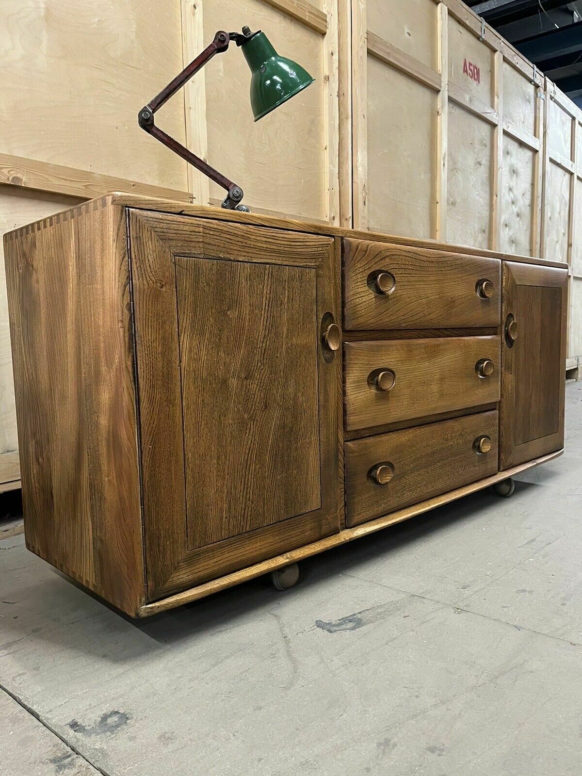 Ercol Windsor Sideboard Blue Label Elm Midcentury Modern
