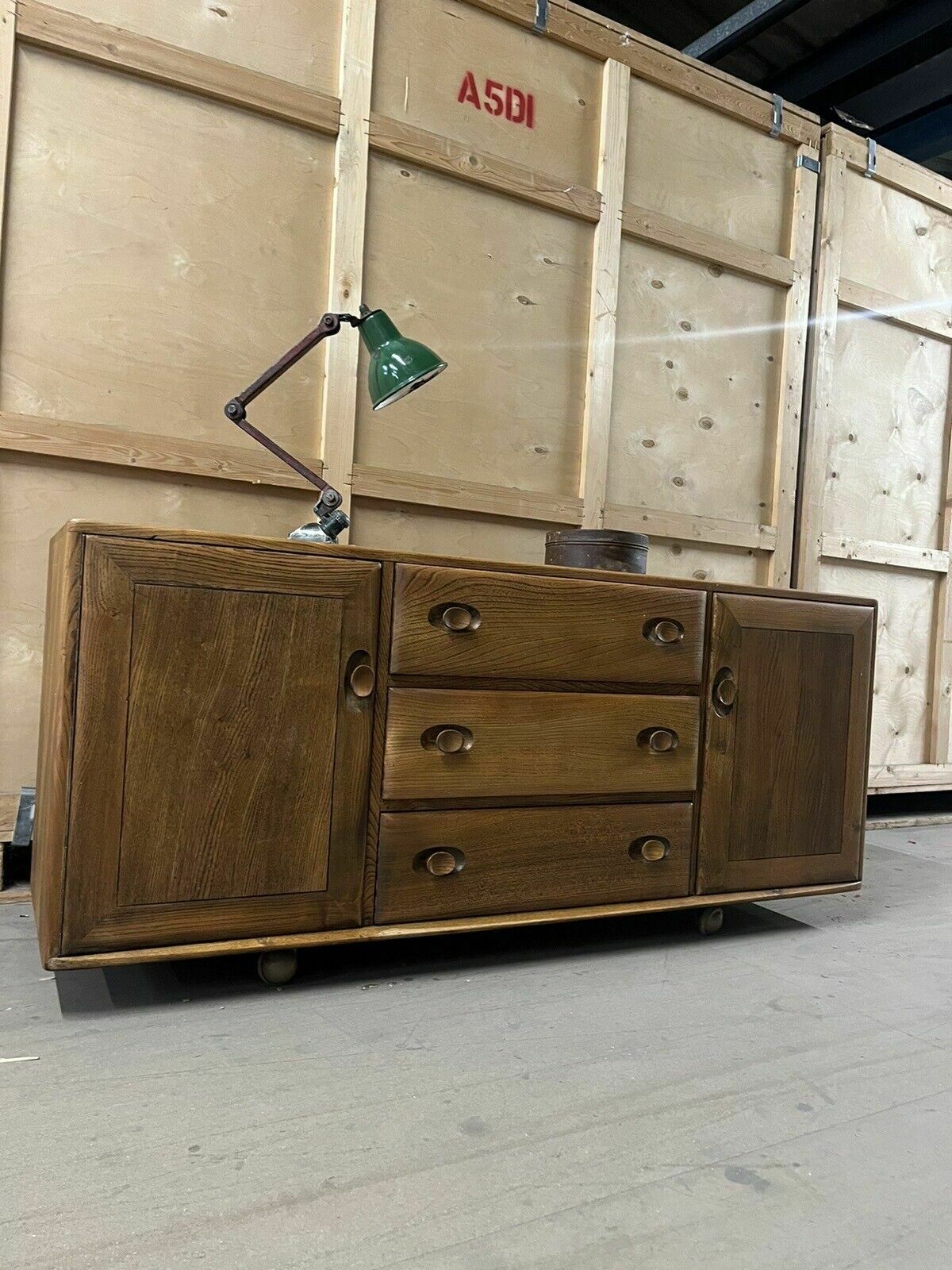 Ercol Windsor Sideboard Blue Label Elm Midcentury Modern