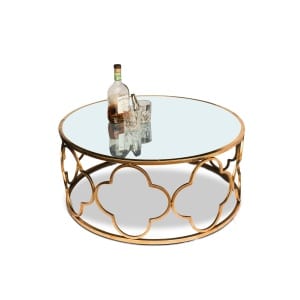 A Stylish Hollywood Regency Alhambra Design Mirror Circular Cocktail Table