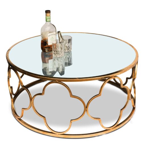 A Stylish Hollywood Regency Alhambra Design Mirror Circular Cocktail Table