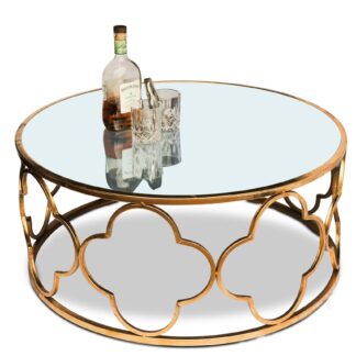 A Stylish Hollywood Regency Alhambra Design Mirror Circular Cocktail Table