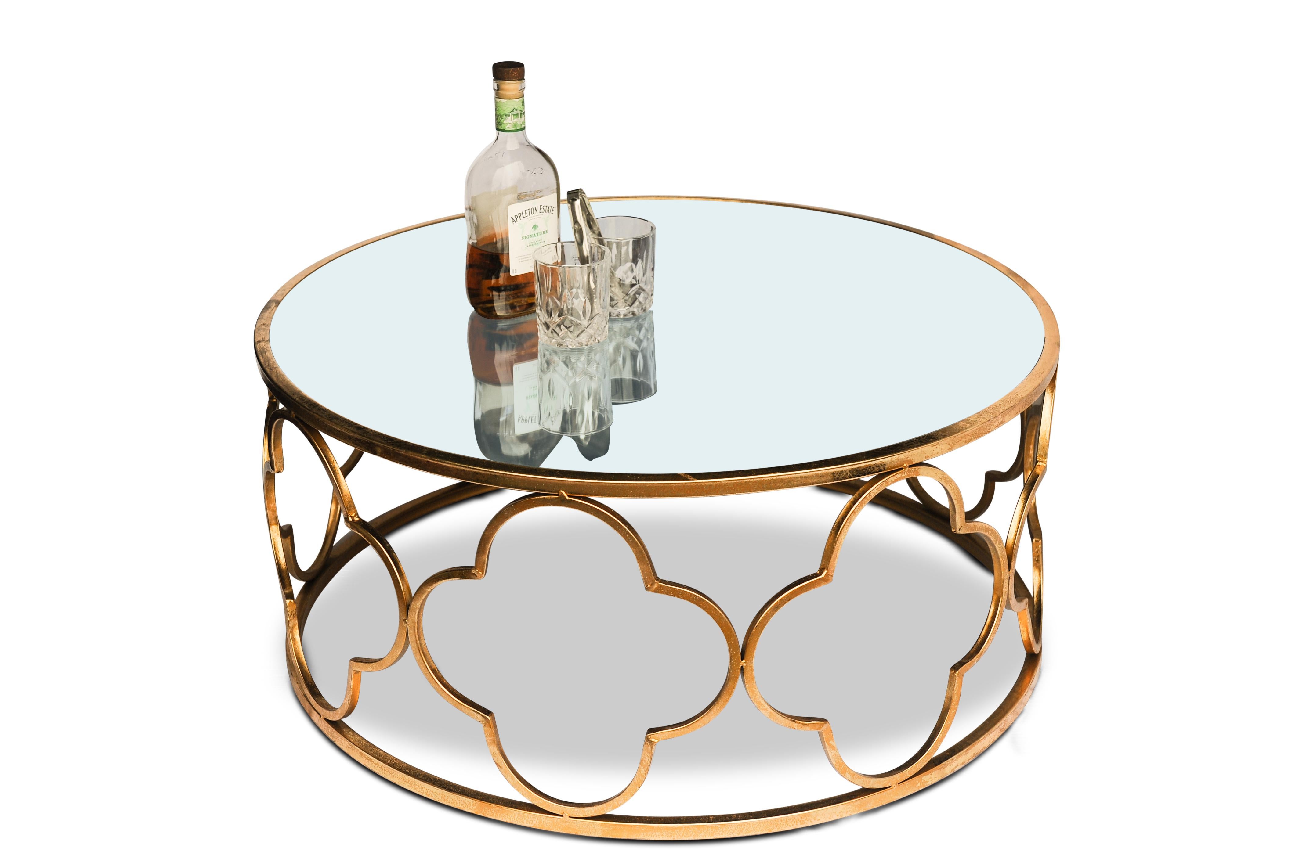 A Stylish Hollywood Regency Alhambra Design Mirror Circular Cocktail Table