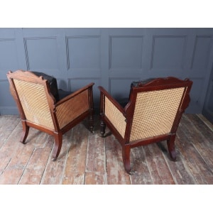 Exceptional Pair Of Regency Mahogany & Leather Library Arm Chairs C1830