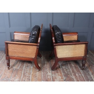 Exceptional Pair Of Regency Mahogany & Leather Library Arm Chairs C1830