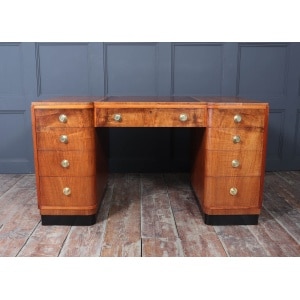 Stylish Art Deco Walnut Desk By Waring & Gillows