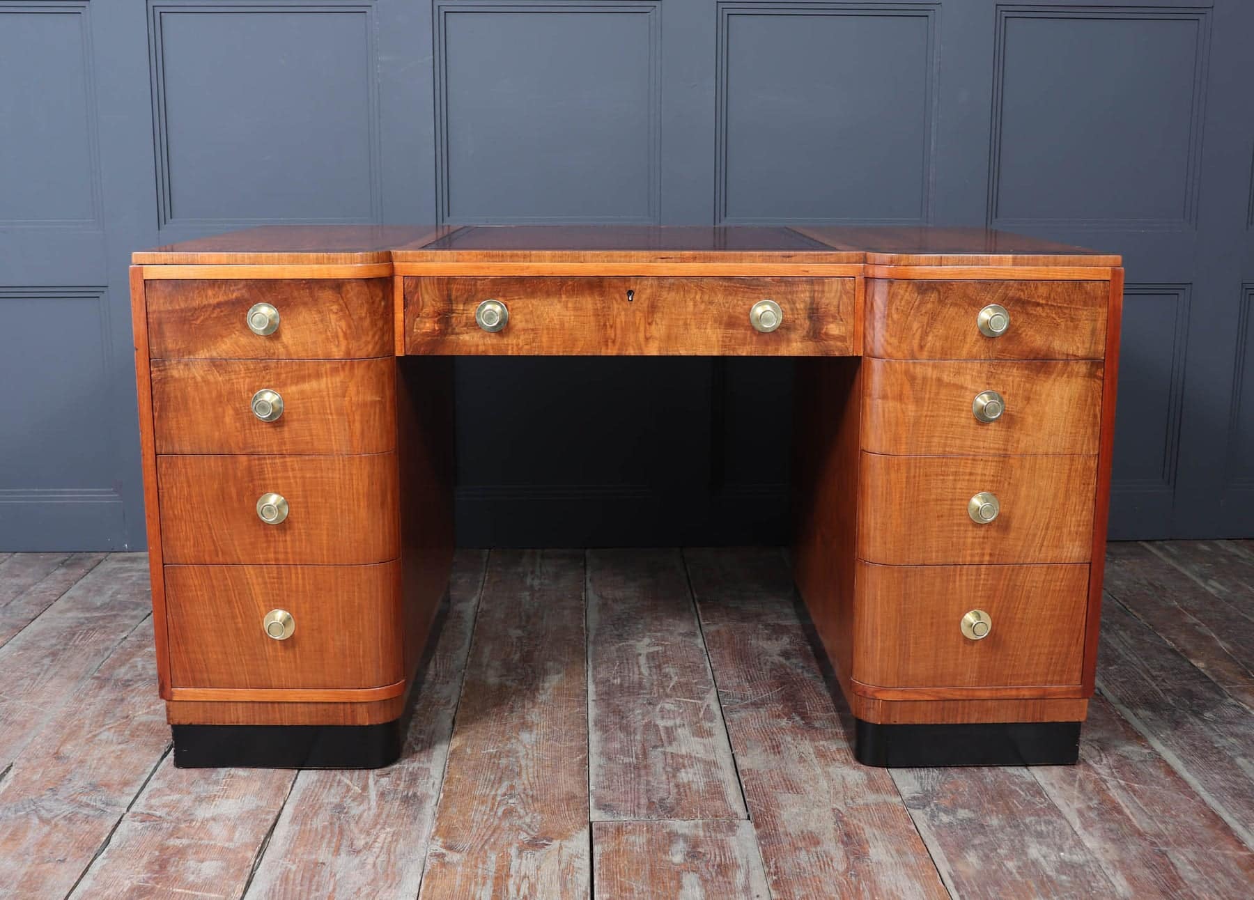 Stylish Art Deco Walnut Desk By Waring & Gillows