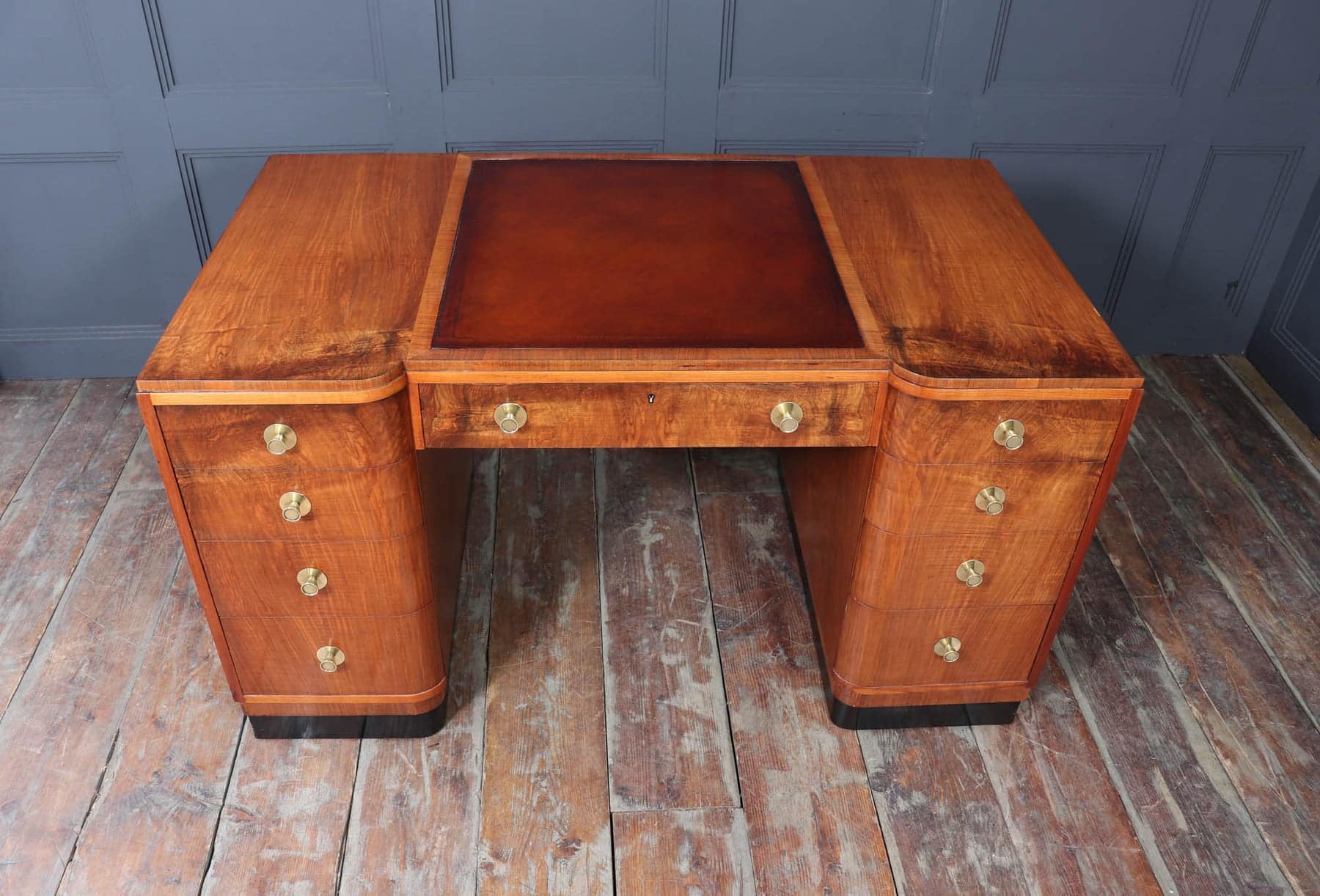 Stylish Art Deco Walnut Desk By Waring & Gillows