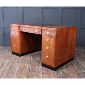 Stylish Art Deco Walnut Desk By Waring & Gillows