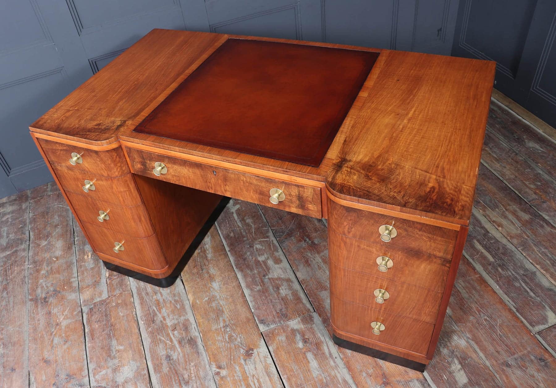 Stylish Art Deco Walnut Desk By Waring & Gillows