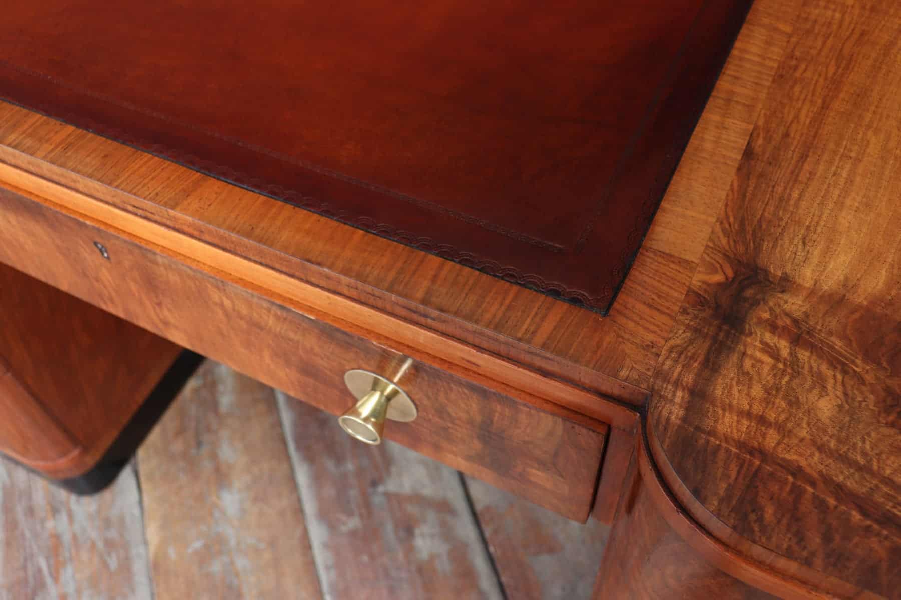 Stylish Art Deco Walnut Desk By Waring & Gillows