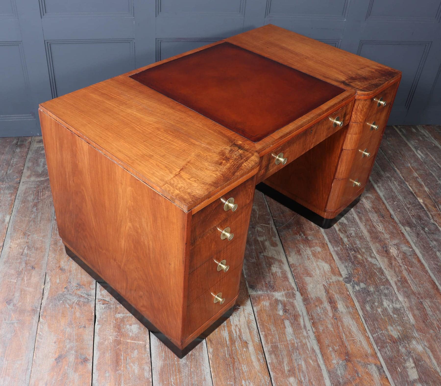 Stylish Art Deco Walnut Desk By Waring & Gillows