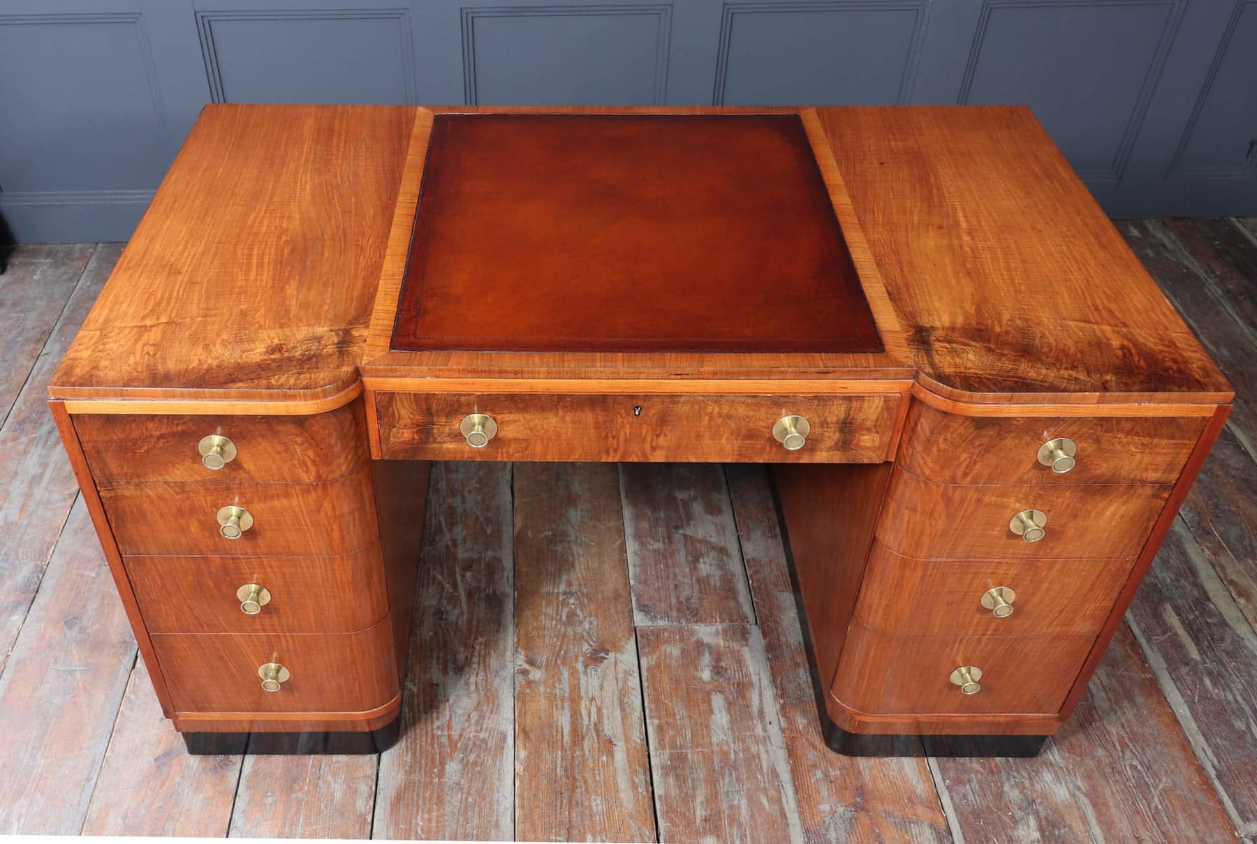 Stylish Art Deco Walnut Desk By Waring & Gillows