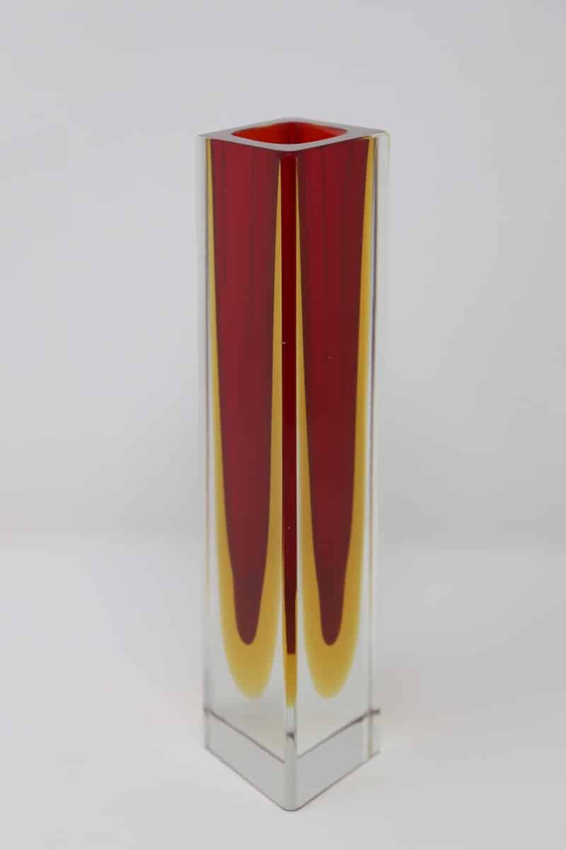 Murano Glass Red And Yellow Vase, 1970s