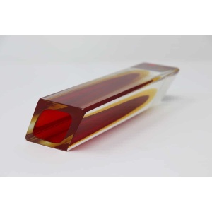 Murano Glass Red And Yellow Vase, 1970s