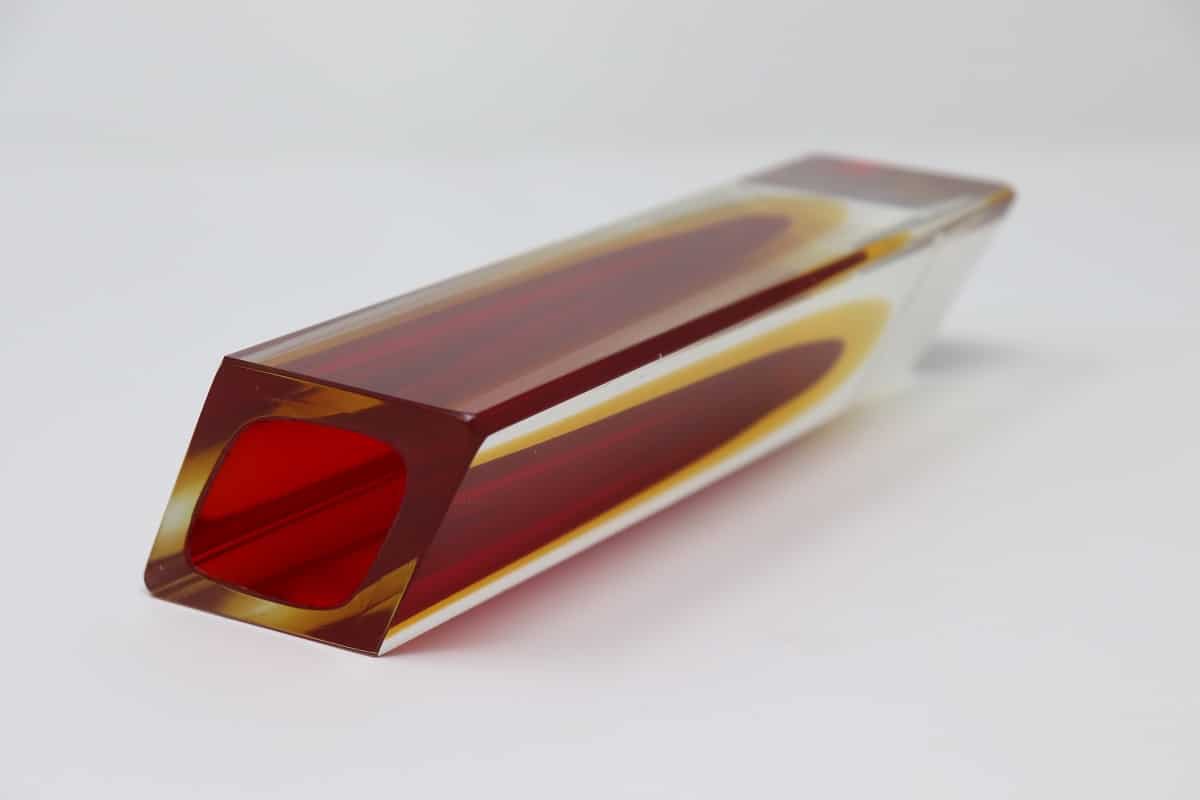 Murano Glass Red And Yellow Vase, 1970s