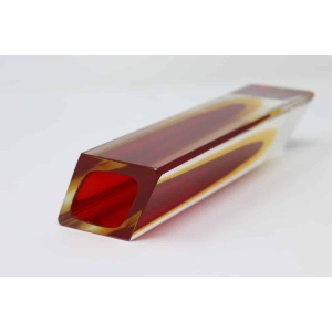 Murano Glass Red And Yellow Vase, 1970s