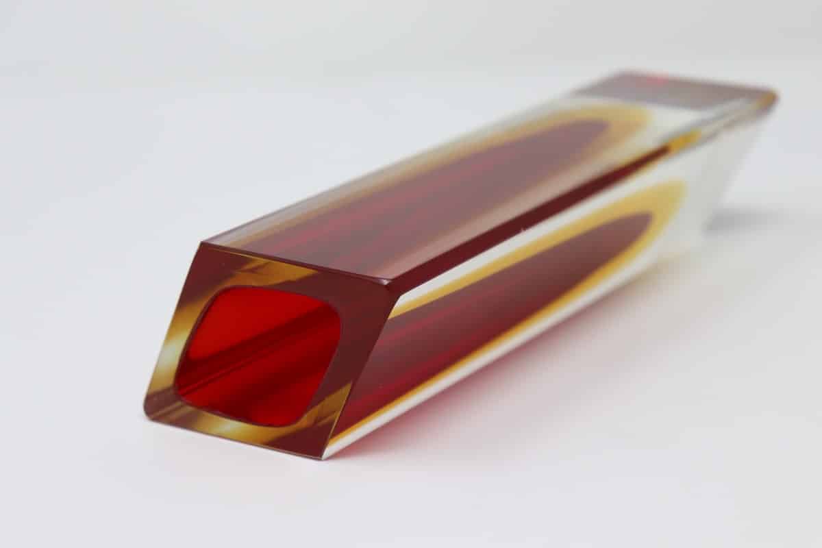 Murano Glass Red And Yellow Vase, 1970s