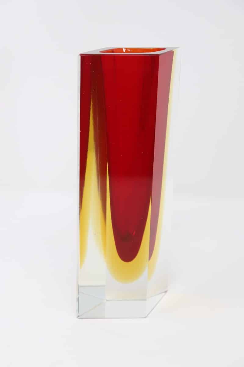 Murano Glass Red And Yellow Vase, 1970s
