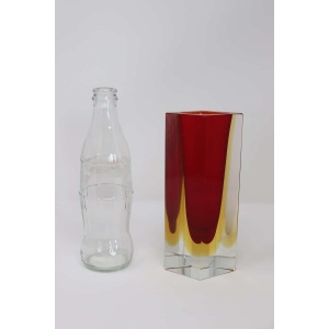Murano Glass Red And Yellow Vase, 1970s