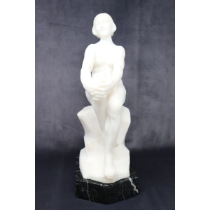 Art Deco Sculpture In White Marble