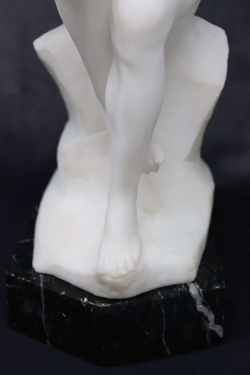 Art Deco Sculpture In White Marble