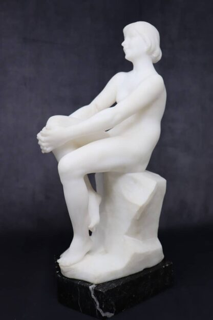 Art Deco Sculpture In White Marble - Image 8
