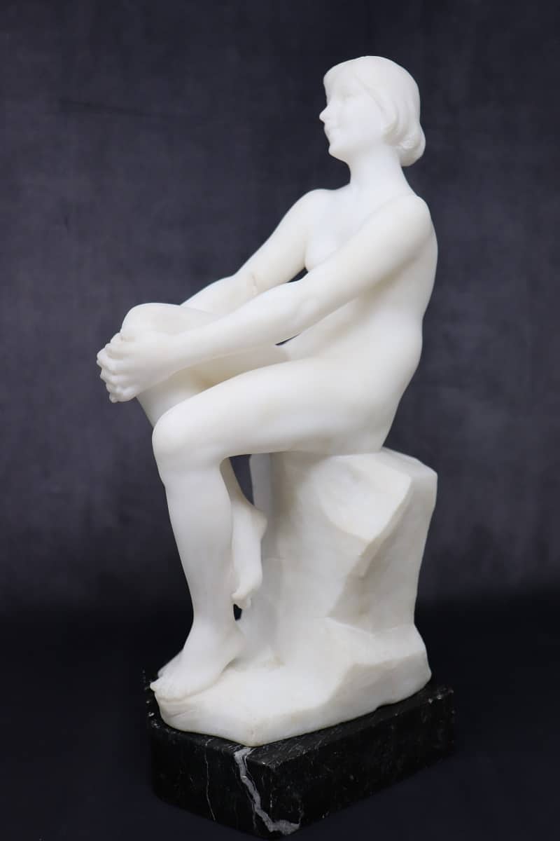 Art Deco Sculpture In White Marble