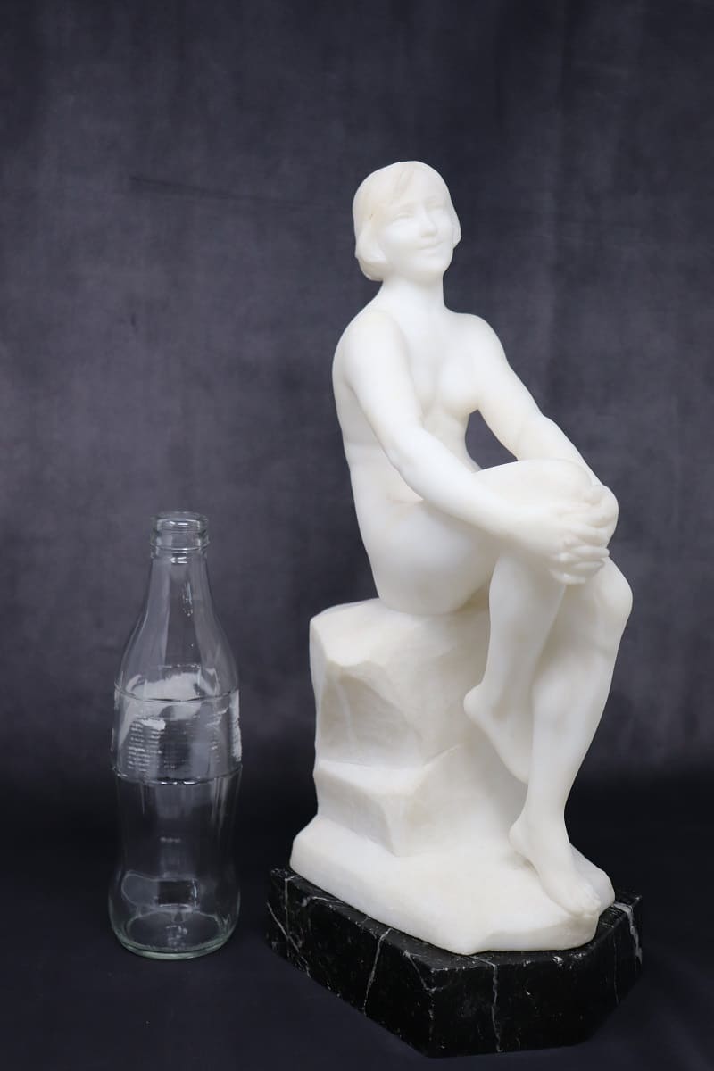 Art Deco Sculpture In White Marble