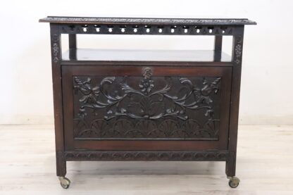 Bar Cart With Storage In Beech Wood, Early 20th Century - Image 3