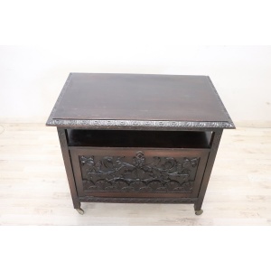 Bar Cart With Storage In Beech Wood, Early 20th Century