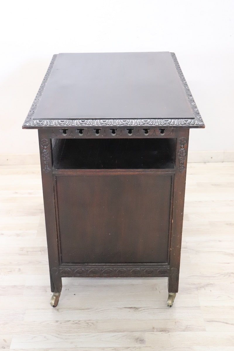 Bar Cart With Storage In Beech Wood, Early 20th Century