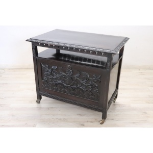 Bar Cart With Storage In Beech Wood, Early 20th Century