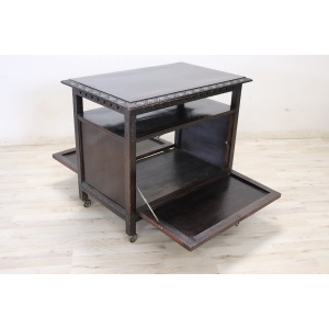 Bar Cart With Storage In Beech Wood, Early 20th Century
