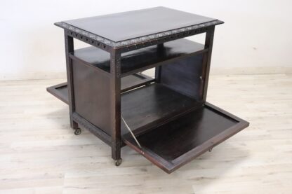 Bar Cart With Storage In Beech Wood, Early 20th Century - Image 8