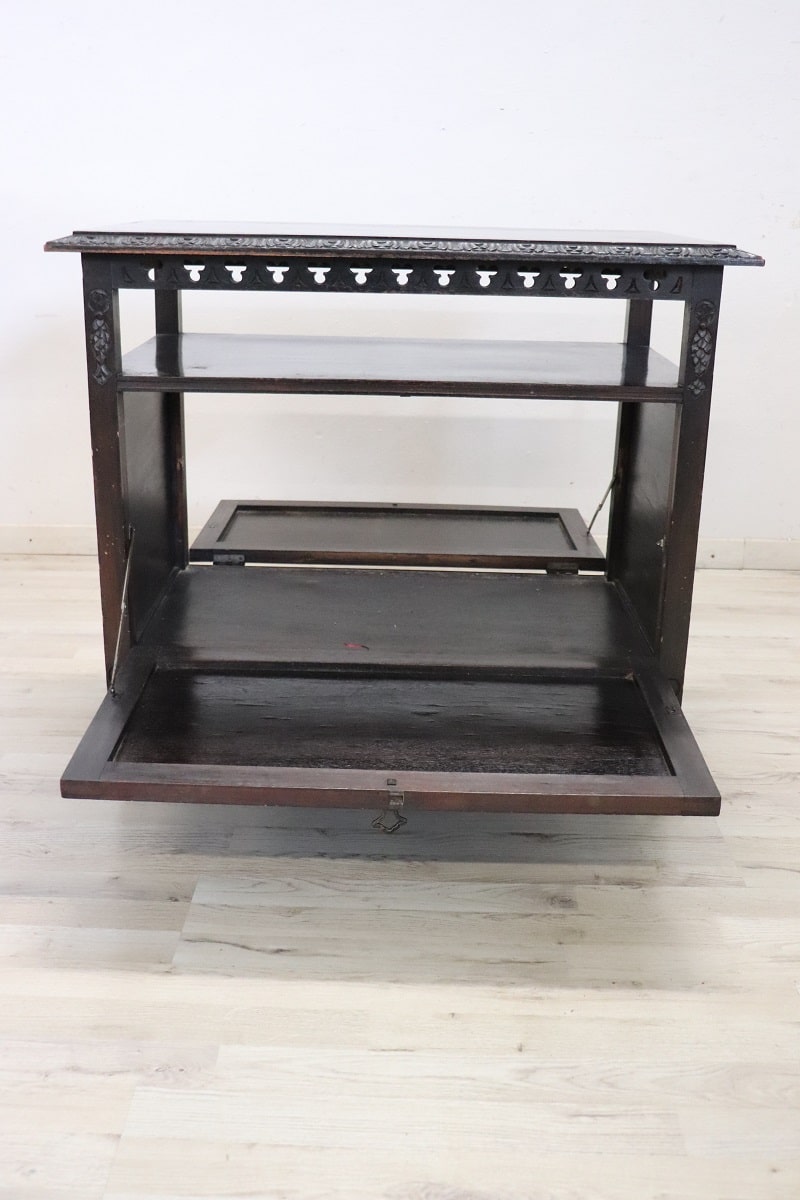 Bar Cart With Storage In Beech Wood, Early 20th Century