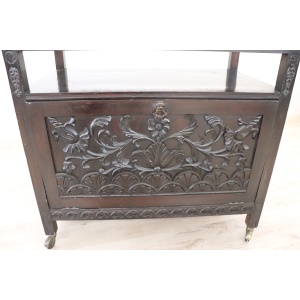 Bar Cart With Storage In Beech Wood, Early 20th Century