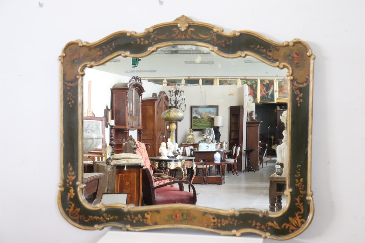 Wall Mirror With Lacquered Wood Frame