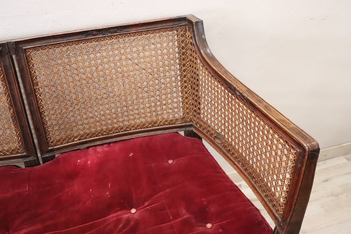 Antique Living Room Set In Walnut And Vienna Straw