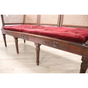Antique Living Room Set In Walnut And Vienna Straw