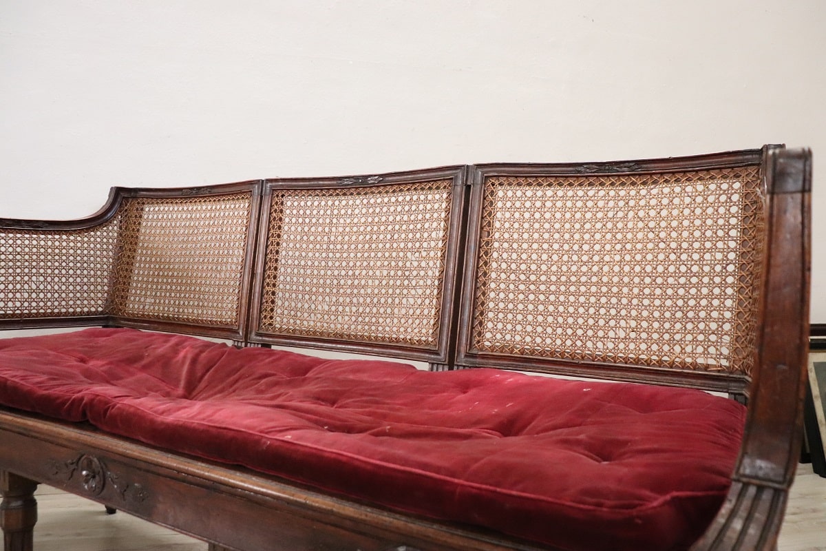Antique Living Room Set In Walnut And Vienna Straw