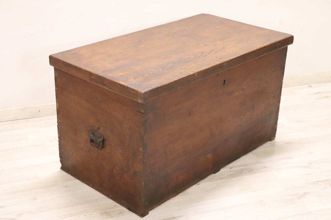 Antique Rustic Trunk In Fir Wood