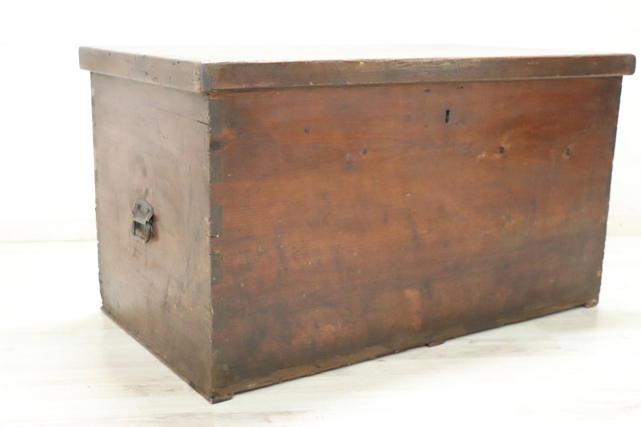 Antique Rustic Trunk In Fir Wood
