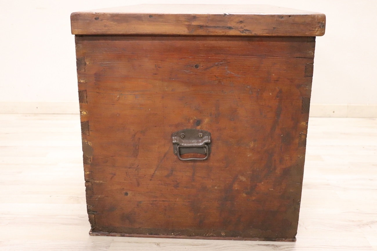 Antique Rustic Trunk In Fir Wood