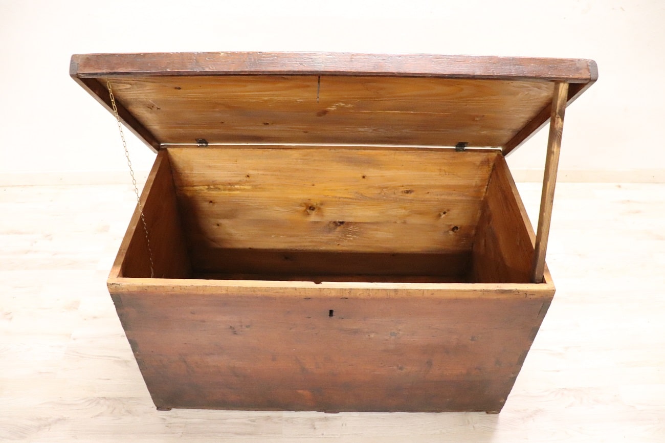 Antique Rustic Trunk In Fir Wood