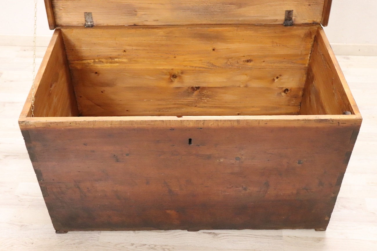 Antique Rustic Trunk In Fir Wood