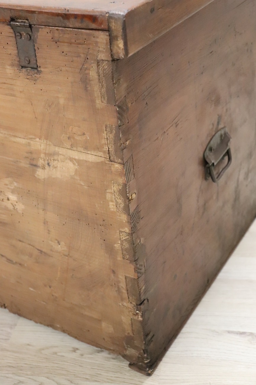 Antique Rustic Trunk In Fir Wood