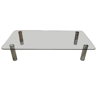 Large Glass & Chrome Coffee Table By Marco Zanuso For Zanotta, Italy, 1960s